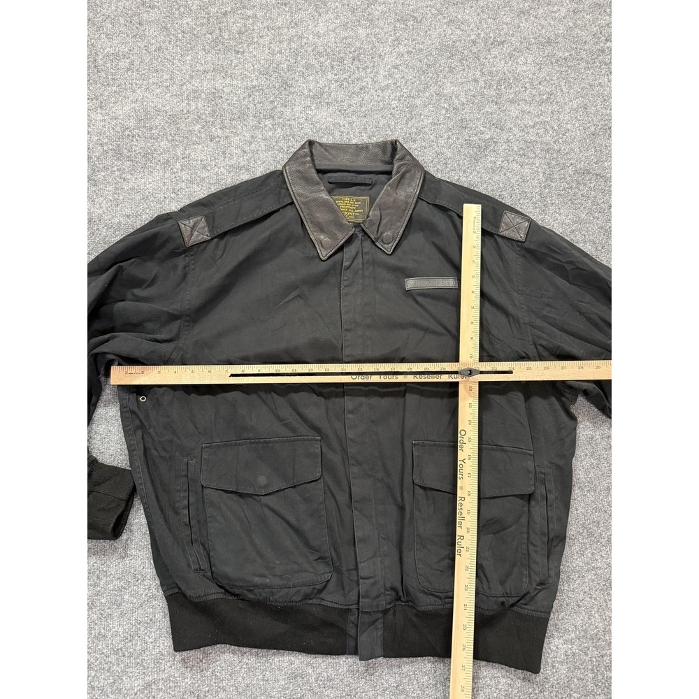 Cockpit USA A-2 Jacket Mens 2XL Black Bomber Leather Collar Patriotic Lining - Picture 2 of 12